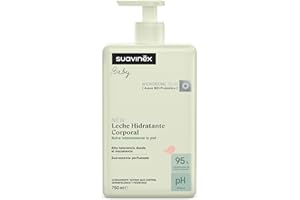 Suavinex, Crema Hidratante para Bebés, Leche Corporal Apta Pieles Sensibles y Recién Nacidos, Textura Ligera y Fácil Absorción, 95% Ingredientes Origen Natural, con Prebiótico, Perfume Suave, 750 ml