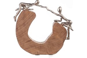 Casablanca Deko Skulptur Figur - Support - handgefertigt aus Mangoholz Aluminium - Dekoration Wohnzimmer Geschenk Geburtstagsgeschenk - Höhe 24 cm