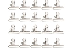 YoniYa 20 Piezas Bulldog Clips 51mm Pequeños Clips de Papel, Clips Bulldog Metal Clip Multifunción para Soportes para Fotos, oficina y Cocina (Plata)