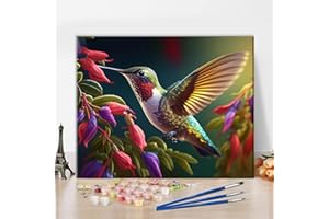 TISHIRON DIY Malen nach Zahlen Erwachsene mit Pinseln Kolibri Malsets für Erwachsene auf Leinwand Blumen Ölmalerei nach Zahlen Kunsthandwerk für Home Decor 40 x 50 cm(rahmenlos)