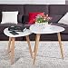 Produktbild Yaheetech 2er Set Beistelltisch weiß Couchtisch mit 3-Beinen Wohnzimmertisch Kaffeetisch Satztisch praktisch und skandinavisch Pflanzenhocker Nachttisch