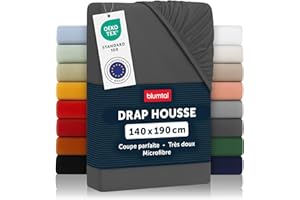 Blumtal Drap Housse 140x190 cm en Microfibre - Certifié Oeko-Tex - Drap de lit Anthracite