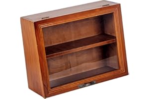 ARTIBETTER Retro Storage Cabinet Freestanding Display Cabinet Figures Showcase Stand Figures Rack Car Model Display Rack Desktop Figurine Display Stand Clamshell Movable Cosmetic Rack Glass