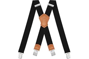 Dresime Bretelles Homme Larges Réglable Élastique Extra Fort 4 Robuste Clips, pour Hommes et femmes avec en forme X Design et Sangles Extra Larges -4cm