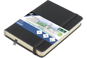 Kangaro Art Skizzenbuch A6 Cold Grey PU Hardcover 80 Blatt 140 Gramm cremefarbenes Papier mit Gummiband und Band