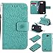 Produktbild LG K4 hülle,LG K4 Handyhülle,LG K4 (4,5 Zoll) Leder Wallet Tasche Brieftasche Schutzhülle ,Lonchee Sonnenblumen geprägten Muster Design Hochwertige PU Leder Folio Tasche Case Hülle im Bookstyle mit Standfunktion Kredit Kartenfächer (grün)