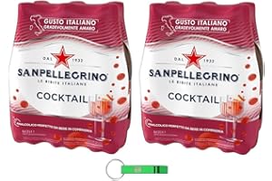 San Pellegrino Cocktail - Bevanda Italiana - Bibita Analcolica Gassata al Gusto Ginger - 12 Bottiglie PET 120cl + Portachiavi Beni Culinari in Omaggio