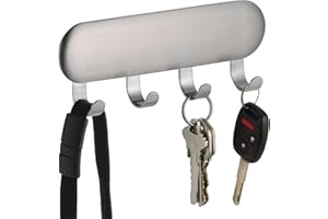 INTERDESIGN iDesign Wieszak Na Klucze z Czterema Haczykami Samoprzylepny, Srebrny