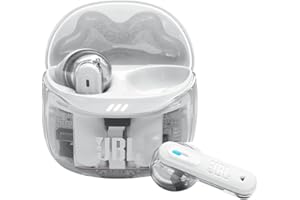 JBL Tune Flex 2, Auriculares inalámbricos Bluetooth y cancelación de Ruido. Autonomía de hasta 48 hrs, IP54 Resistentes al Agua y al Polvo, conexión multipunto, diseño ergonómico, Ghost Blanco