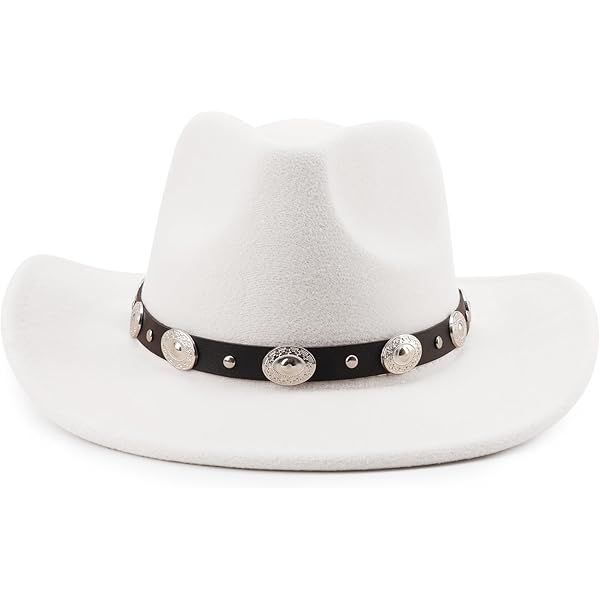 OHEETU Cappello Fedora Bianco A Tesa Larga Da 58 Cm, In