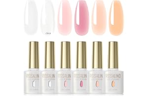 Rosealind uppbyggnadsgel för gelnaglar 6 färger vit transparent rosa naken | Builder Nail Gel UV nagellack, UV LED-gel för naglar för nagelförlängning och modellering och styrka Extension Gel Base