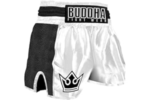 Buddha Fight Wear. Short Retro Premium. Spécialement conçu pour Kick Boxing, Muay Thai, K1 ou Toute modalité de Sport de Contact