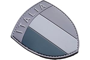 SenzaMa Scudetto Bassa Visibilità Grigio Patch 3D Bandiera Italiana Tricolore in PVC 7x 6 cm Toppa Italia Grey