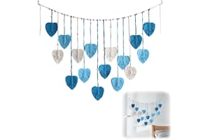 Vordpe Arazzo da parete in macramè con foglie bohémien, grande tessuto per donne, camera da letto, soggiorno, cameretta dei bambini, idea regalo (blu)