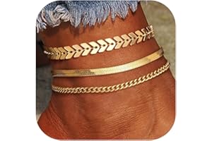 YADOCA 3 Pezzi Cavigliere d'oro per Donna, Set di Braccialetti alla Caviglia in Oro 14K Cavigliere a Strati Impermeabili per Regalo di Gioielli per Ragazze Adolescenti