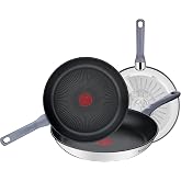 Tefal Daily Cook 20/24/26 cm Frying Pan Set, Induction, Non-Stick, Titanium Coated, Thermo-Signal, Dishwasher and Oven Safe,