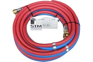 STM Der Meisterladen Zwillingsschlauch Autogenschlauch Acetylen Sauerstoff 5 m, 10 m, 20 m 9 x 6 mit Anschlüssen (5 m)