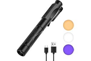 flintronic Stylo Infirmiere, Rechargeable LED Stylo Lumière Médicale, Lumière Chaude et Blanche, Stylo Lampe Médicale, Lampe Diagnostic avec Jauge de Pupille et Clip pour Infirmières Médecins EMT
