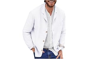 AEGJEGVD Men Linen Shirt Jacket UK Clearance Cotton Linen Casual Blazer Three Buttons Solid Color Loose Suit Jacket Sport Coat Summer Spring Shirts Comforty Lightweight Stylish Blazers Jackets
