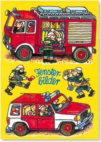 Fensterbild * Feuerwehr * als Postkarte von LUTZ MAUDER // Fensterbilder Aufkleber Sticker Geschenk Bild Karte