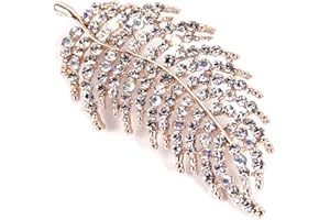CANRNYACBZ Spilla con strass a forma di foglia piuma spille spilla con strass paillettes spille in lega foglia sciarpa per banchetti accessori da sposa corage per donne e uomini festa abbigliamento cappotto