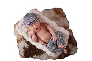 Matissa Neugeborene Fotografie Prop Baby Kostüm niedlich Crochet Strickmütze Cap Mädchen Jungen Windel Schuhe