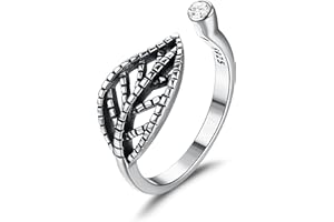 MILACOLATO Anillo De Plata Ley 925 Para Mujer Niñas Ajustable, Abierto Vintage Plata Nudo Celta/Zirconia Hoja/Cuadrado Esmaltado Negro/Doble Torsión Declaración Anillo Joyería Con Caja De Regalo