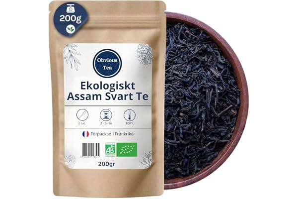 Ekologiskt Assam svart te GBOP - Veganskt lösbladste, 100 % naturligt, icke-GMO - Ekologiskt odlat - 200 g tepåsar (100
