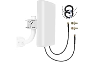 Maswell Antenna esterna 2X2 MIMO 4G LTE, Antenna cellulare direzionale ad alto guadagno 10dBi 700-2700 MHz, SMA maschio con adattatore TS9, Resistente alle intemperie e di facile installazione