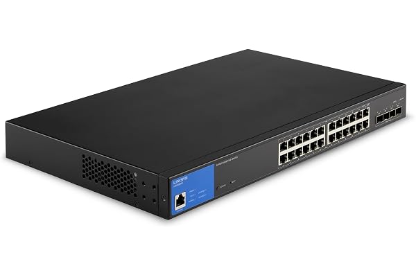 Linksys Switch Réseau Gigabit Poe+ à 24 Ports Lgs328Mpc-Eu (410 W Avec Emplacements pour 4 Ports 10 G Uplink Sfp+, ethernet Manageable Intelligent Avec Boîtier Métallique, Bureau Ou Mur)