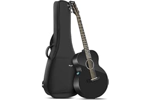Enya X3 PRO Mini Chitarra - 3/4 Chitarre Elettroacustiche in Fibra di Carbonio Nera per Bambini Adulti Principianti Suonare e Cantare Electric Acoustic Guitar da Viaggio Regalo del Festival