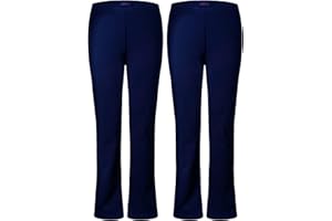 M1427 Ladies Womens Bootleg Trousers Pack of 2 Finely Soft Ribbed Stretch Pull On Pants Casual Full Elasticated Waist Bottoms Plus Sizes 8-26