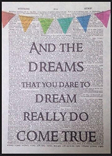 Somewhere Over The Rainbow Lyrics Vintage Dictionary Page Wall Art Print Bunting Music Lyric Song Quirky