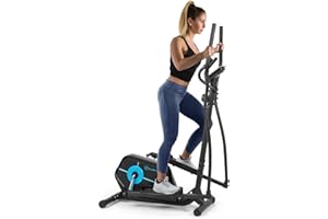 KLAR FIT Tauon - Crosstrainer, Ellittica da Casa con Display LC, Resistenza Magnetica con 8 Livelli, Porta Tablet, Computer di Allenamento, Cardiofrequenzimetro, 58x153x100cm, 100 kg max.