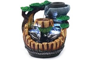 WSIKGHU Tischbrunnen Zimmerbrunnen mit Pflanzen 21x13x25cm Desktop Zimmerbrunnen Arbeitsplattenbrunnen Springbrunnen Wasserlandschaft Zierbrunnen Dekoration Desktop Steingarten Dekorationen