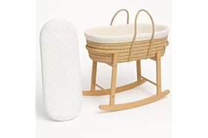 BUY ALL HERE Materasso per culla in schiuma per neonati, spesso e super morbido, ovale Mamas & Papas Mothercare, double face, sfoderabile trapuntato con cerniera, prodotto nel Regno