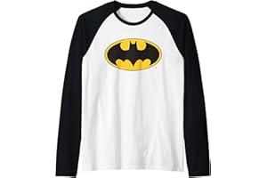 DC COMICS Logotipo clásico de DC Batman Camiseta Manga Raglan