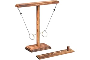 Neikafan Hooks Ring Toss Game for Adults Kids Wooden Hook and Ring Battle Game with Ladder Shot Ring Toss Game Board Fast-paced Interactive Games Craggy Hooks for Family and Party