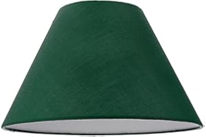 Traditional 8 Inch Forest Green Cotton Fabric Coolie Lamp Shade | Reversible Gimbal | 13cm x 8cm x 20cm by Happy Homewares