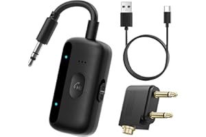 elzle Émetteur Récepteur Bluetooth 5.4, 2 en 1 Adaptateur Audio sans Fil pour TV, Avion, Voiture, Chaîne Hi-FI, Diffusion Audio sans Fil, Compatible avec Écouteurs Bluetooth et AirPods