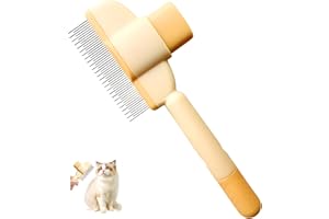 Czerio Flohkamm Für Katzen, Selbstreinigender Flohkamm für Katze und Hund, Kamm zur Entfernung von Tierhaaren, Katzenbürste Kurzhaar von Tierhaaren, Fellpflegebürste (braun)