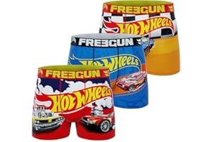 FREEGUN Boxer Enfant Hot Wheels, Caleçon Garçon Originale, Ultra-Doux et Respirant (Lot de 3)