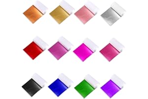 WODEHAAINIYIBEIZI 240 Sheets Gold Leaf Sheets 12 Colors Multipurpose Gold Foil Colored Gold Leaf Antique Silver Foil for Nails Home Painting Arts Project Crafting Decoration Picture Frames