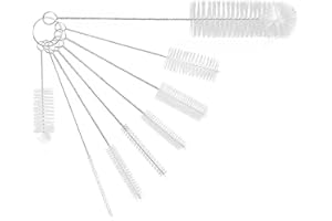 CARVE IDEAS Brosse À Bouteille, Lot De 8 Brossettes De Nettoyage en Nylon pour Pailles Et Tuyaux, pour Bouteilles À Col Étroit, Biberons, Bocaux Et Bec De Théière (Blanc)