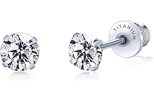 Limerencia Hipoalergenicos G23 Pendientes Titanio Mujer, Pendientes con Rosca 20G Helix F136 Piercing Post,5mm Circonio Cúbico para Mujer, Niñas y Adolescentes Orejas Sensibles.