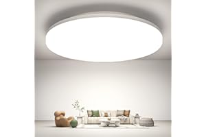 LEDYA Plafoniera Led Soffitto, Ø220mm 18w(=180W) 1600lm Led Per Plafoniera Tonda, IP54 Impermeabile, 5000k Bianco Freddo Plafoniera Bagno Per Camera, Da Soggiorno, Parete