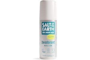 Salt of the Earth Desodorante natural roll-on – Protección eficaz, ingredientes de origen 100% natural, vegano, sin fragancia, adecuado para mujeres, hombres y niños, sin perfume, 75 ml