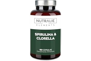 Espirulina y Chlorella 1800mg - Energía - BIO-disponible y Vegana - 180 Cápsulas de Algas de Espirulina y Chlorella - Spirulina Vegana - 180 Cápsulas Nutralie