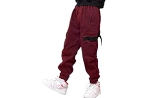 MEILONGER Pantalones Cargo de algodón para niños Estilo Casual Cintura elástica para Senderismo Uniforme Escolar Pantalones Deportivos Joggers