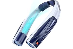 LEPWINGS Portable Neck Fan with 6 Powerful Speeds, 6000mAh Rechargeable 20Hrs Battery Life Wearable Hands-Free Hair-Friendly Cooling, Patented Vertical Airflow Personal Fans for Women Men Office Travel - Blue